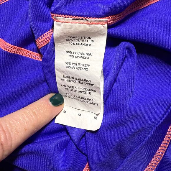 Nike Women's Hydro Rash Guard Short Sleeve Blue and Pink Full Zip - Size Medium - Picture 8 of 9